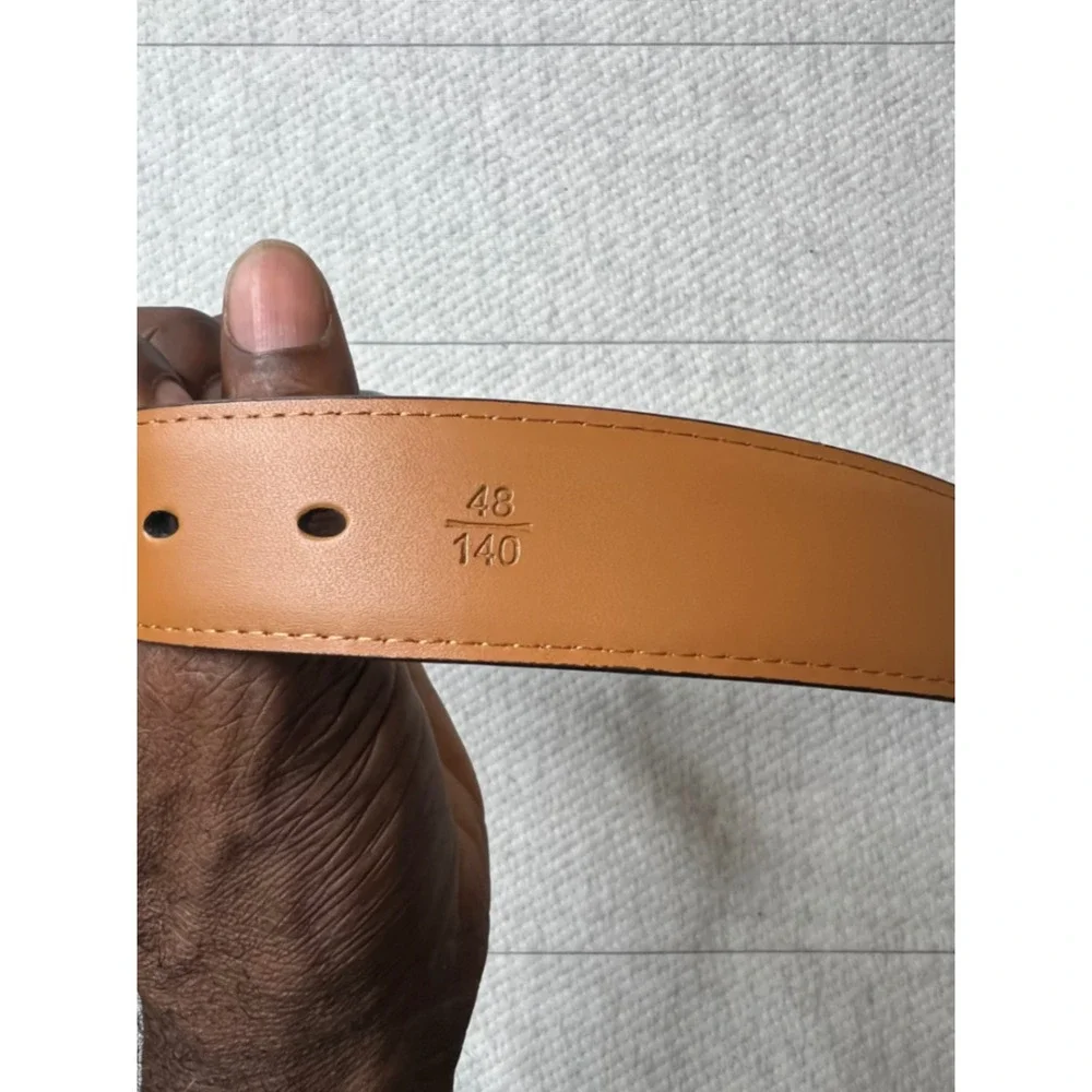 Kemisant Mens Brown Textured Dress Belt Black Buckle Size 48 140cm